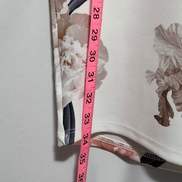 KTOO White Floral Printed Body Con Cocktail Dress with Puffy Sleeves Size L - Picture 12 of 12